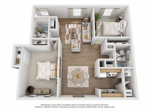 Floor plan for 2 beds, 2 baths, 1150 sqft